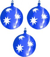 3x stuks kerstballen hangdecoratie blauw 40 cm van karton - Kerstversiering - Kerstdecoratie