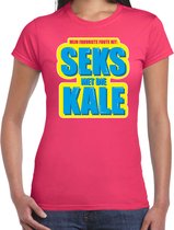 Foute party Seks met die Kale verkleed/ carnaval t-shirt roze dames - Foute hits - Foute party outfit/ kleding XS