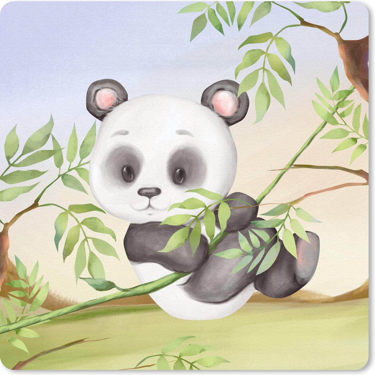 Muismat 30x30 cm - Mousepad Jungle - Panda - Liaan - Muismatten
