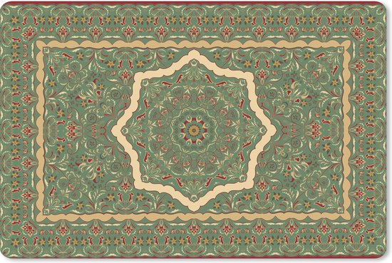 Bureau onderlegger 60x40 cm - Muismat Perzisch Tapijt - Vloerkleed - Mandala - Groen - Bureaulegger xl - Desk mat beschermer - Computer muismatten