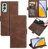 OnePlus Nord 2 Hoesje - MobyDefend Luxe Wallet Book Case (Sluiting Zijkant) - Bruin - GSM Hoesje - Telefoonhoesje Geschikt Voor: OnePlus Nord 2