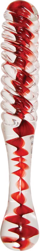 Adam and Eve - Gedraaide glazen dildo met rode spiralen Adam & Eve