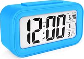JAP Clocks Réveil numérique AC18 - Réveil numérique - Avec indicateur de température - Avec fonction snooze et éclairage - Bleu clair