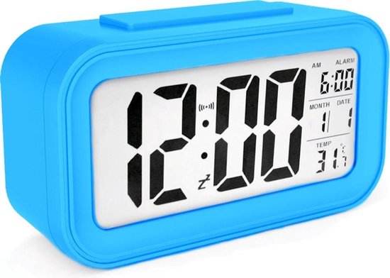 AC18 Clocks digitale wekker - Alarmklok - Inclusief temperatuurmeter - Met snooze en verlichtingsfunctie - Blauw