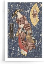 Walljar - Keisai Eisen - Checkered Geisha - Muurdecoratie - Poster