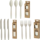 Camping/bbq gourmet bestekset 30x stuks messen/vorken/lepels bio/eco verantwoord