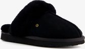 Hush Puppies suede dames pantoffels met lamsvacht - Zwart - Maat 38 - Sloffen - Echt leer