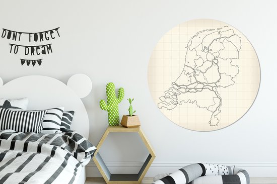 Carte des lignes des Nederland Cercle mural aluminium - ⌀ 120 cm - peinture ronde - impression photo sur aluminium / dibond / cercle mural / cercle vivant / cercle de jardin (décoration murale)
