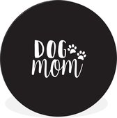 Citation Chien maman sur fond noir Cercle mural aluminium ⌀ 60 cm - Tirage photo sur cercle mural / cercle vivant / cercle de jardin (décoration murale)
