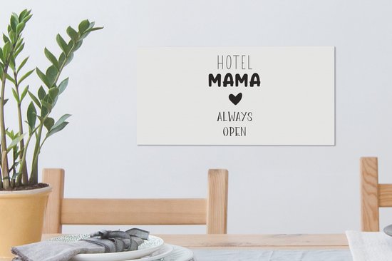 Toile Peinture Mug Fête des Mères - Hotel Maman - Wit - 40x20 cm - Décoration murale