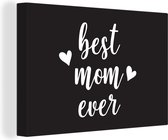 Citation de la fête des mères `` meilleure maman de tous les temps '' sur fond noir Toile 30x20 cm