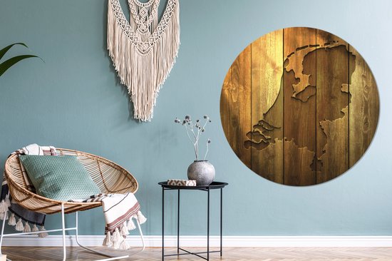 Carte en bois des Nederland Assiette en plastique cercle mural - ⌀ 120 cm - peinture ronde - impression photo sur cercle mural en plastique (forex) / cercle vivant / (décoration murale)