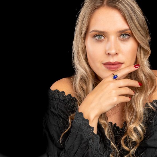 My Bendel - Bague Vintage or avec pierre bleue - Bague en acier inoxydable - or avec pierre bleue - Avec coffret cadeau de luxe