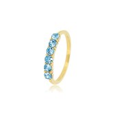 *My Bendel - Stijlvolle damesring die je laat stralen - goud - Gouden ring met 4mm grote blauwe zirkonia stenen - Met luxe cadeauverpakking