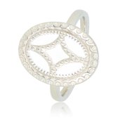 *My Bendel - Unieke Vintage look ring - Vintage damesring- zilver- met witte inleg - Met luxe cadeauverpakking