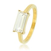 My Bendel - Damesring - goud- met witte kristalsteen - Goudkleurige edelstalen ring met witte kristal steen - Met luxe cadeauverpakking