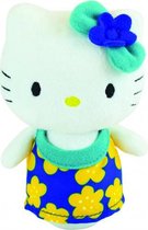 knuffel Hello Kitty junior 11 cm pluche wit/geel/blauw