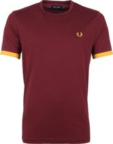 Fred Perry Ringer T-Shirt Bordeaux - maat XL