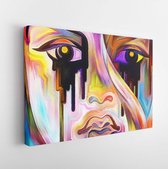 Canvas schilderij - Colors of Your Mood series. Backdrop of girl's face and painted textures on the subject of art, creativity and spirituality -     550729156 - 50*40 Horizontal