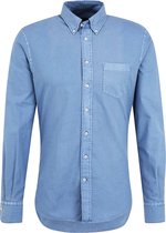 Profuomo Overhemd Garment Dyed Blauw - maat S