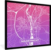 Fotolijst incl. Poster - Stadskaart - Maastricht - Nederland - Paars - 40x40 cm - Posterlijst - Plattegrond
