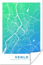 Poster Stadskaart - Venlo - Blauw - 120x180 cm XXL - Plattegrond