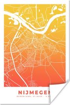 Poster Stadskaart - Nijmegen - Rood - Geel - 20x30 cm - Plattegrond