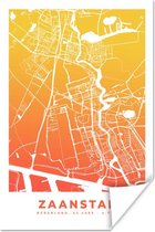 Poster Stadskaart - Zaanstad - Nederland - Oranje - 60x90 cm - Plattegrond