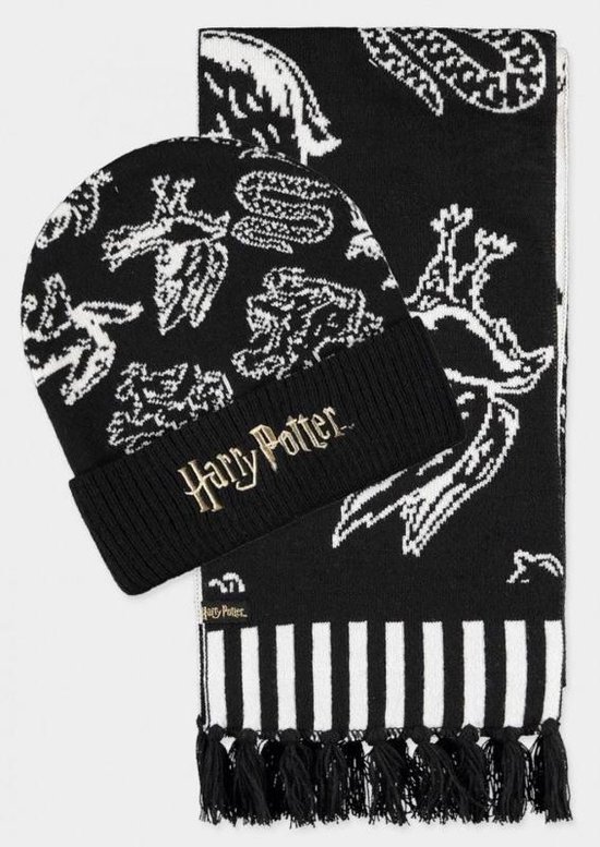 Harry Potter Muts & Sjaal Set Giftset (Beanie & Sjaal) Zwart