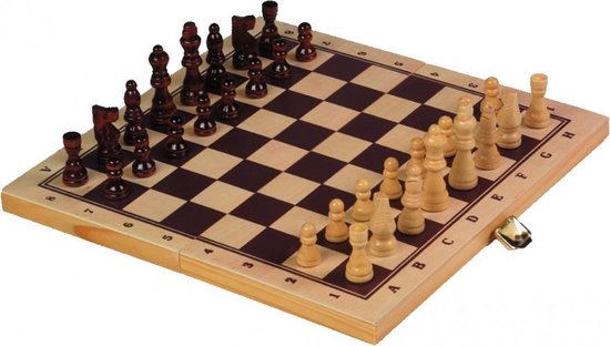 Thumbnail van een extra afbeelding van het spel schaak/backgammon opklapbaar 29 cm hout naturel