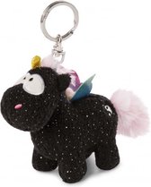 sleutelhanger Unicorn Yin 9 x 10 cm polyester zwart/roze