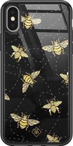 iPhone X/XS hoesje glass - Bee yourself | Apple iPhone Xs case | Hardcase backcover zwart