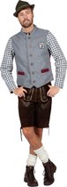 Wilbers & Wilbers - Boeren Tirol & Oktoberfest Kostuum - Hirsch Oktoberfest Vest Grijs Man - Rood, Grijs - Maat 52 - Bierfeest - Verkleedkleding