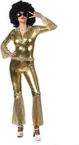 Jaren 80 & 90 Kostuum | Strak Glimmend Gouden Disco Boogie | Vrouw | Maat 46 | Carnaval kostuum | Verkleedkleding