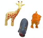 mini wilde dieren 3 stuks 5 cm geel/oranje/grijs