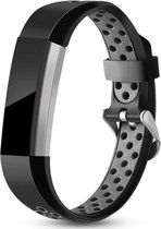 Siliconen Smartwatch bandje - Geschikt voor Fitbit Alta / Alta HR sport bandje - zwart/grijs - Strap-it Horlogeband / Polsband / Armband - Maat: Maat S