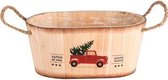 Decoratieve houten, ovalen kerst plantenbak of opbergmand Car