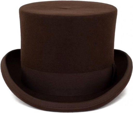 adverteren Op de grond Sociaal Luxe hoge hoed bruin hoog model tophat heren dames - maat 60 | bol.com