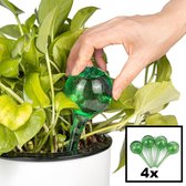 Decopatent® 4 Stuks - Waterdruppelaar voor Planten - Watergever - Glas - Waterbollen - Watergeefsysteem - Plantenbollen - Groen
