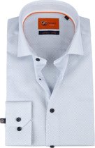 Suitable - Overhemd Blauw Plusteken Slim Fit - 39 - Heren - Slim-fit