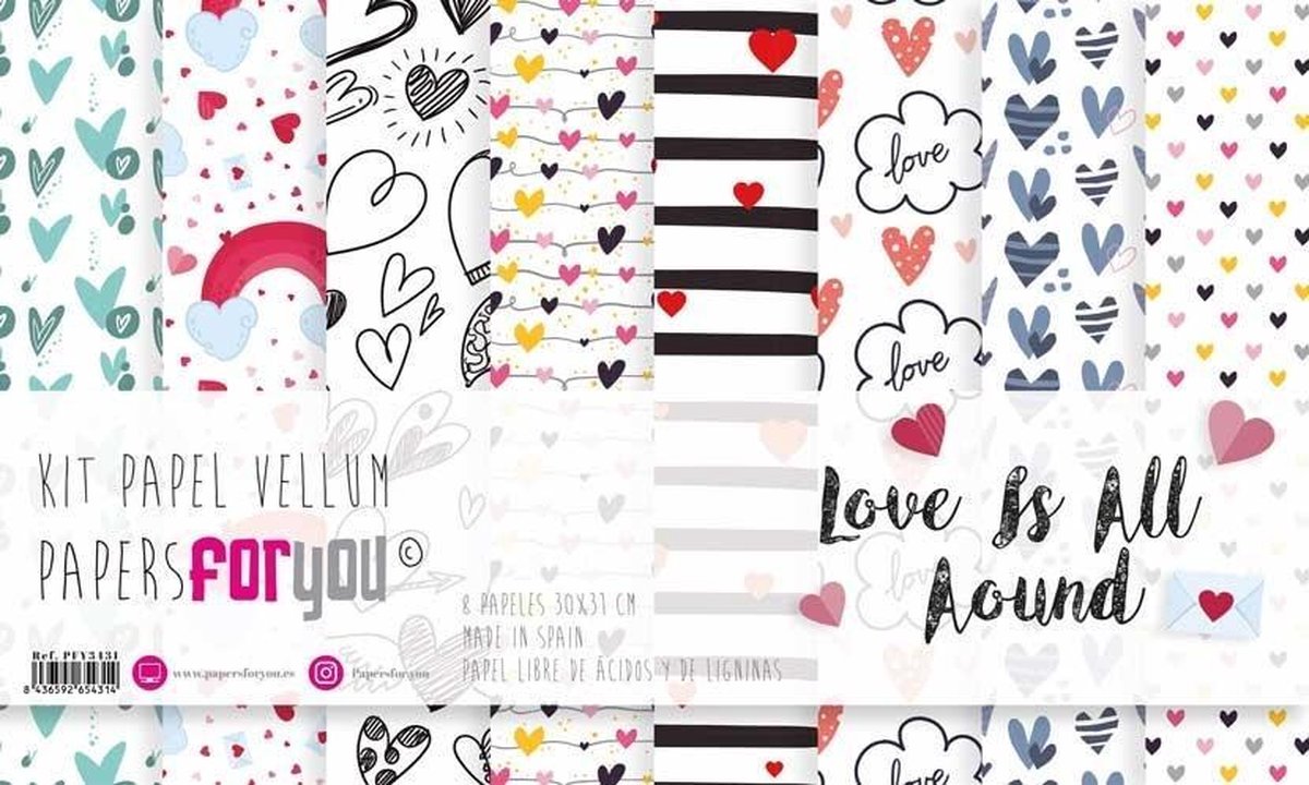 Love Is All Around 12x12 Inch Vellum Pack (8pcs) (PFY-3431)