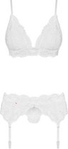 3-Delige Kanten Jarretel Set - Wit - Sexy Lingerie & Kleding - Lingerie Dames