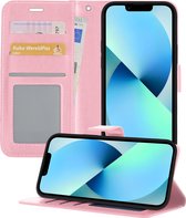 iPhone 13 Pro Max Hoesje Book Case Hoes - iPhone 13 Pro Max Hoes Case Portemonnee Cover Wallet Case Hoesje - Licht Roze