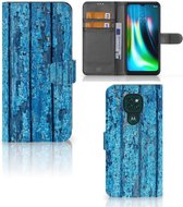 Magnet Case Motorola Moto G9 Play | E7 Plus Telefoonhoesje Wood Blue