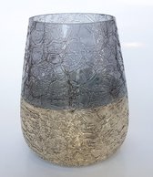 Theelicht / Waxinelicht - Glas - Grijs / Zilver - 12 x 12 x 13 cm hoog