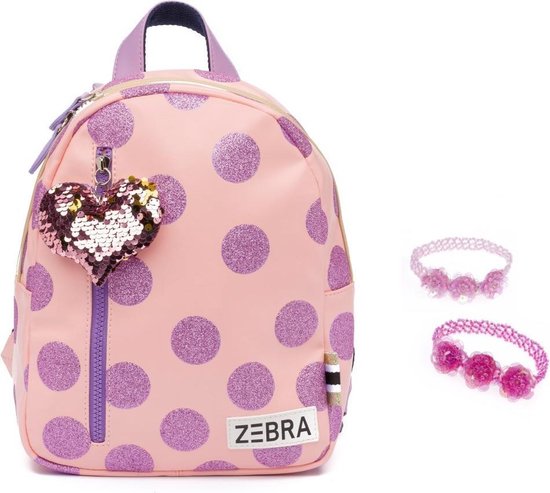 Zebra Rugzak Roze Glitterdots Pink Dots (s) + armbandje | bol.com