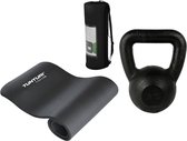 Tunturi - Fitness Set - Fitnessmat 180 x 60 x 1,5 cm - Kettlebell 12 kg