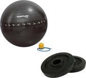 Tunturi - Fitness Set - Halterschijven 2 x 1,25 kg - Gymball Zwart met Anti Burst 75 cm