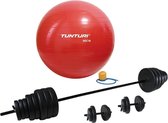 Tunturi - Fitness Set - Vinyl Barbell/Dumbbell Set 50Kg   - Gymball Rood 90 cm