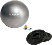 Tunturi - Fitness Set - Halterschijven 2 x 0,5 kg - Gymball Zilver 55 cm